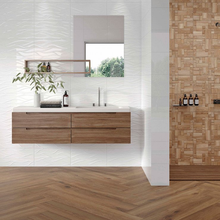 Kakel Avord Vit Blank-Relief 20x60 cm (kakel, 20x60 cm, Vit)