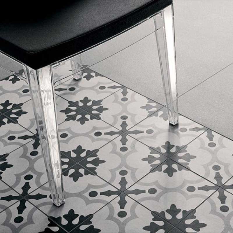 Klinker Fioranese Cementine Black & White nr. 2 20x20 cm (klinker, 20x20 cm, Vit)