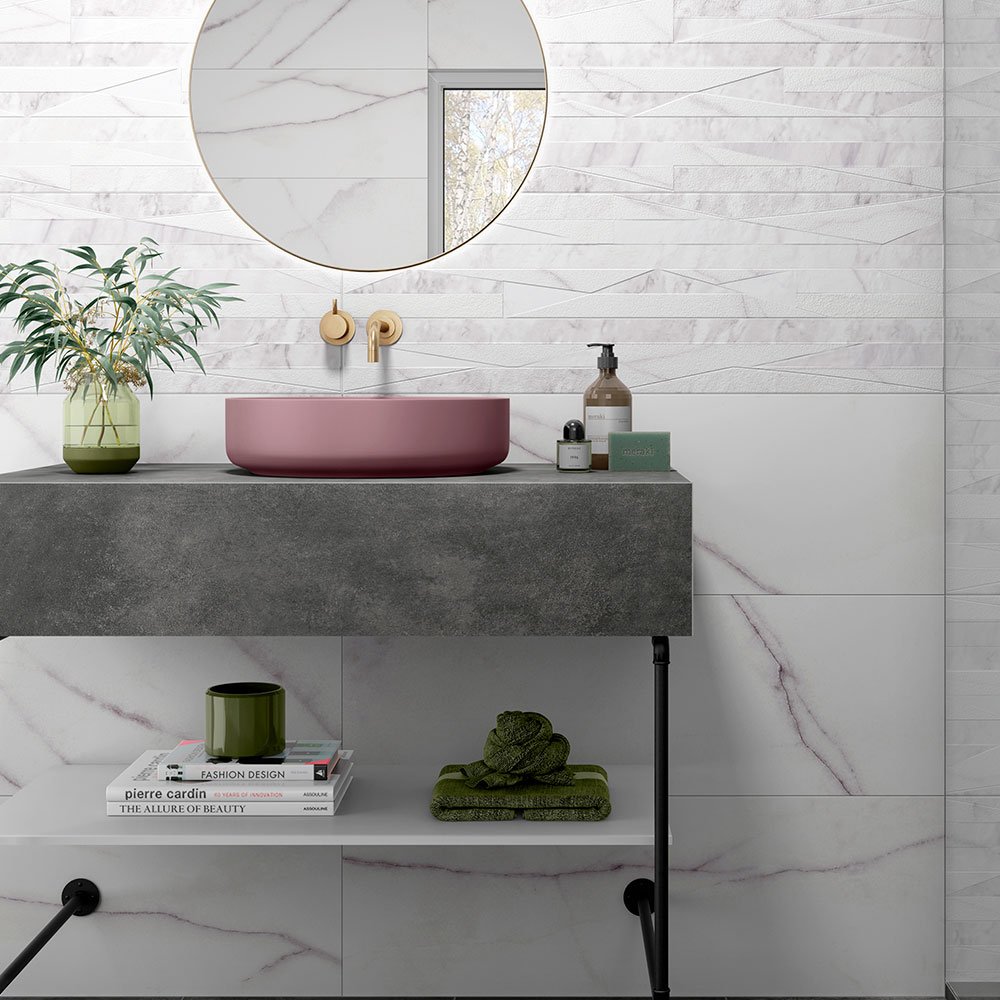 Marmor Dekor Kakel Morena Vit Matt 33x100 cm (kakel, 33x100 cm, Vit)