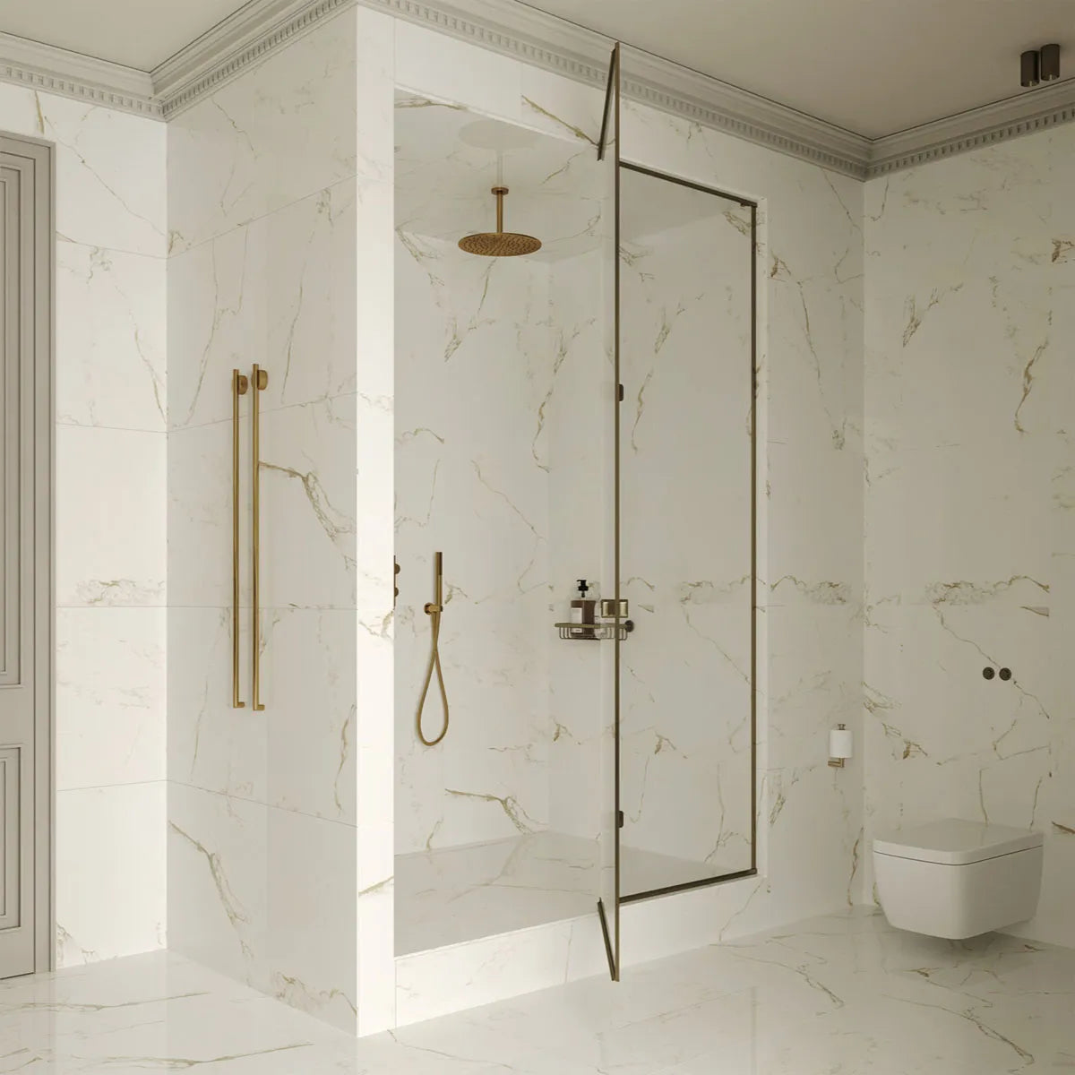 Marmor Klinker Calacatta Gold Vit 40x120 cm (klinker, 40x120 cm, Vit)