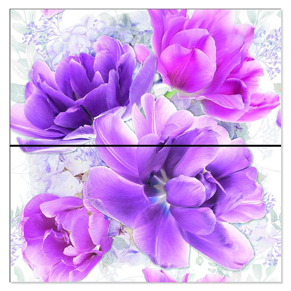 Blommigt Kakel Ada Flerfärgad Grå Violet Blank 25x50 cm