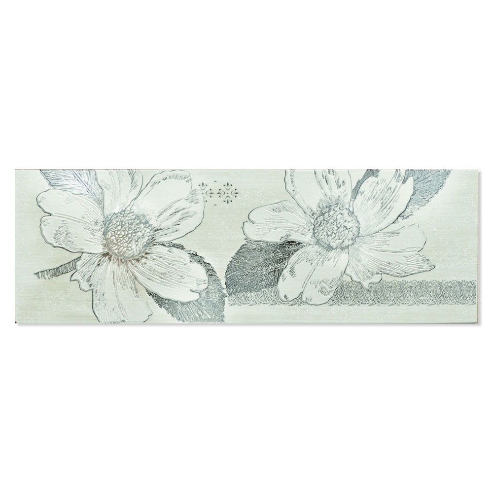 Blommigt Kakel Almere Flerfärgad Blå Blank 25x75 cm