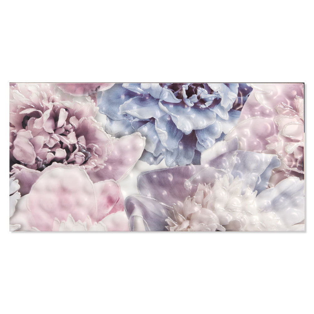 Blommigt Kakel Planet Flerfärgad Rosa Blank 25x50 cm