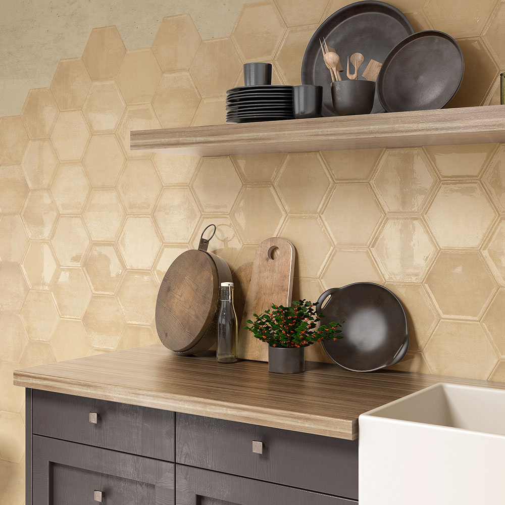 Hexagon Klinker Licaso Beige Blank 20x23 cm