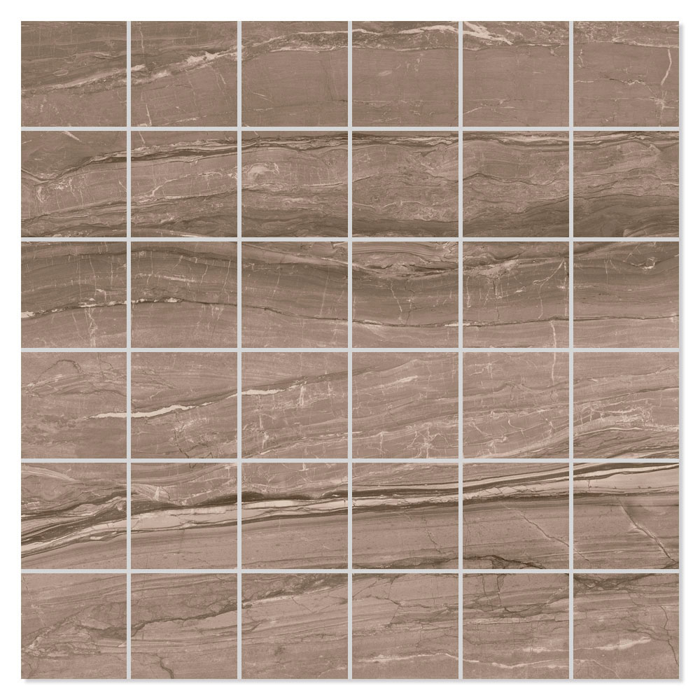 Marmor Mosaik Klinker Eos Brun Blank-Polerad Rak 30x30