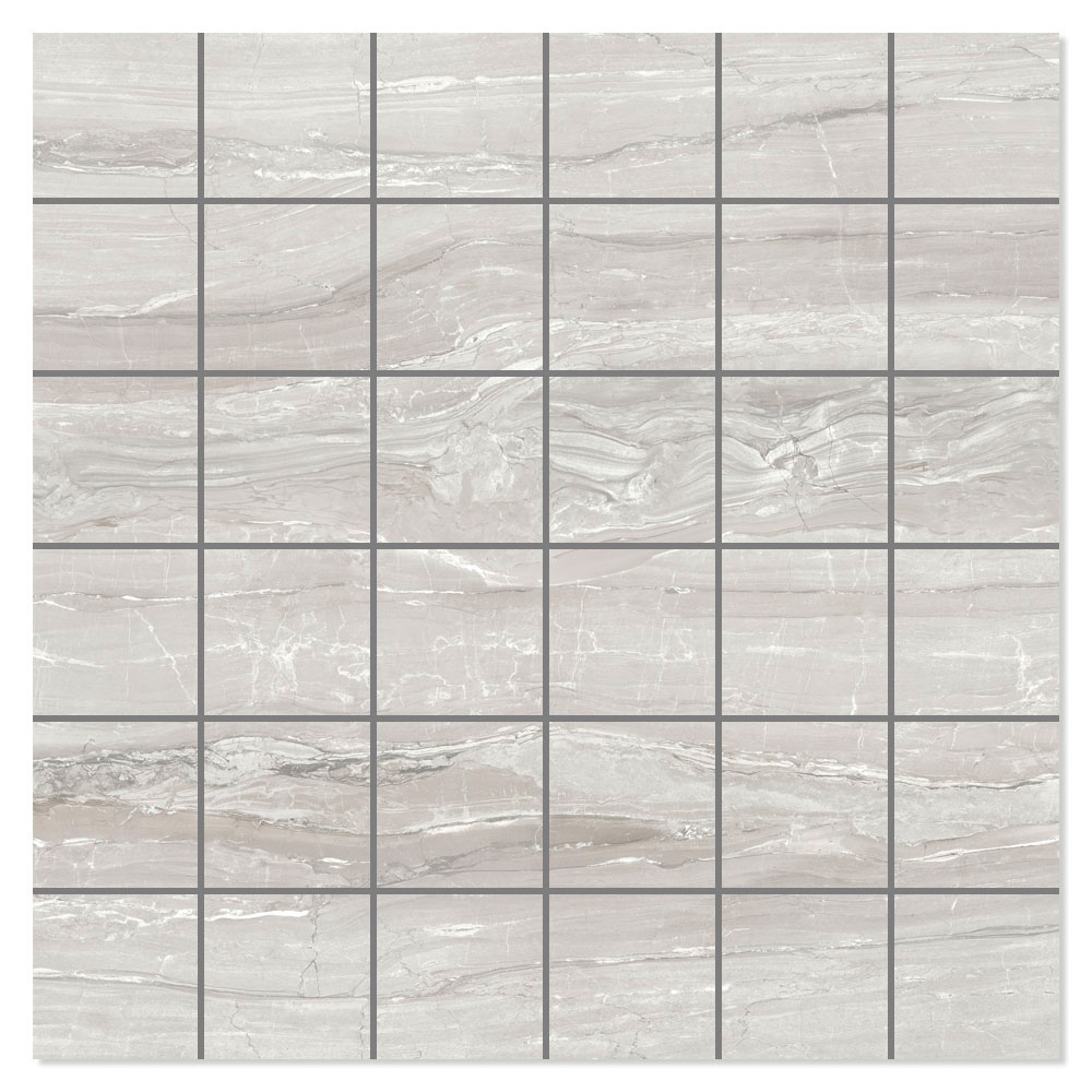 Marmor Mosaik Klinker Eos Ljusgrå Blank-Polerad Rak 30x30