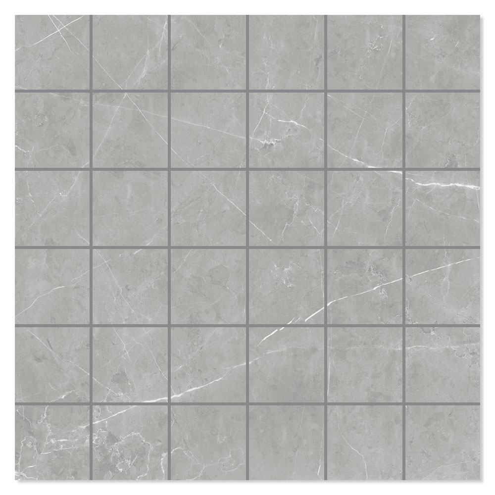 Marmor Mosaik Klinker Leto Ljusgrå Blank-Polerad Rak 30x30